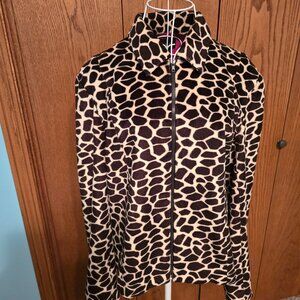 Vintage MDL New York Giraffe Print Jacket Plush Faux Fur Zip Size 10 Medium Mob